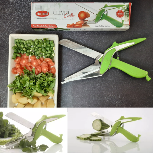 Multipurpose Clever Cutter, Food Scissors for Quick and Easy Cutting, Clever Cutter Kitchen Knife with Stainless Steel Blade
