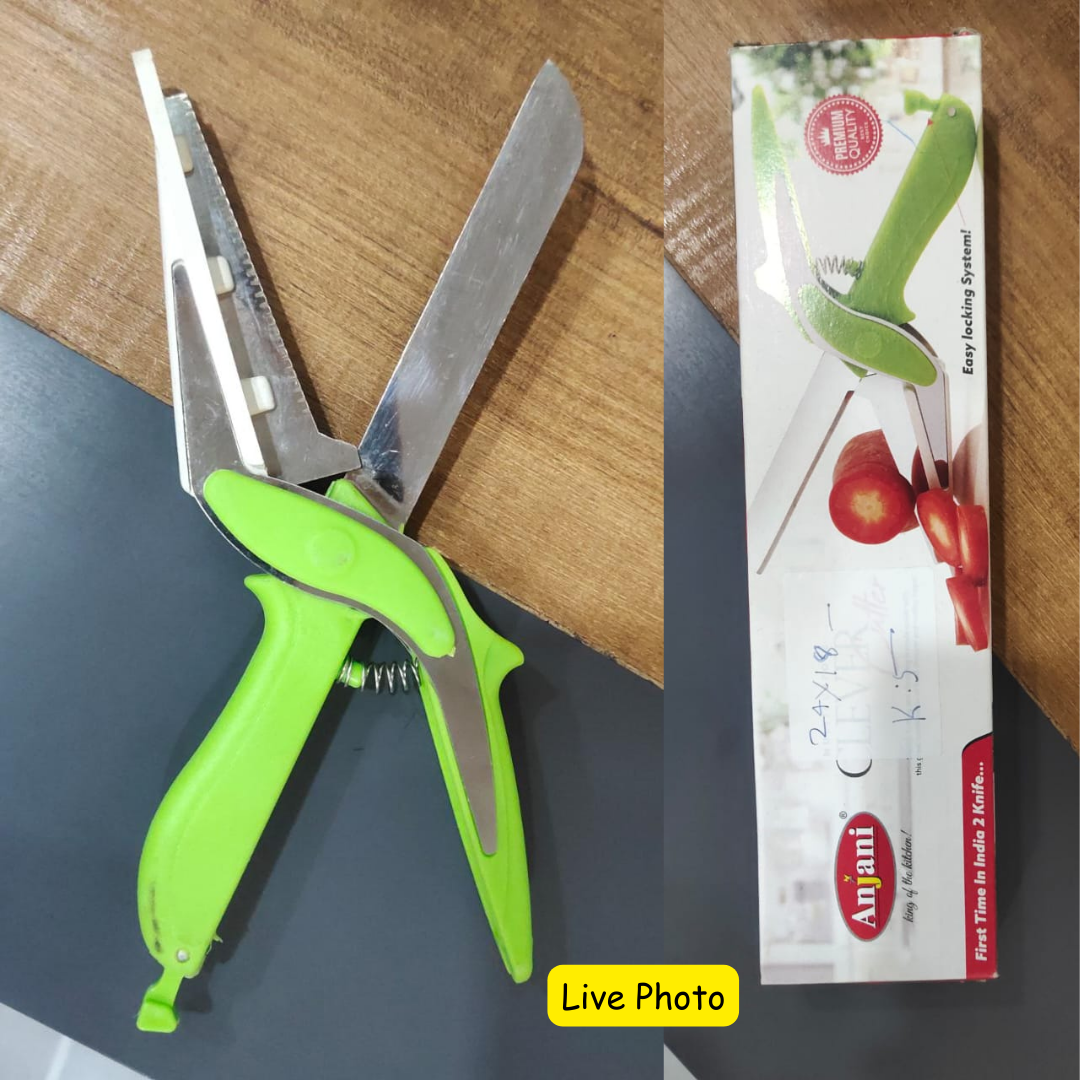 Multipurpose Clever Cutter, Food Scissors for Quick and Easy Cutting, Clever Cutter Kitchen Knife with Stainless Steel Blade