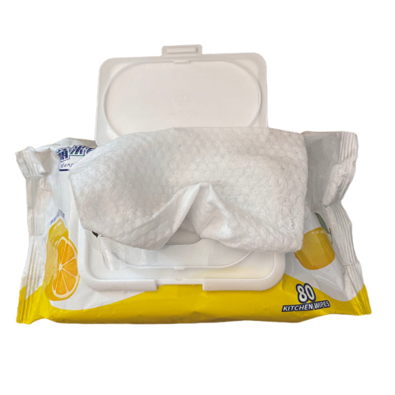 Kitchen Wet Wipes to Remove Oil Stains Thick Household Cleaning Wet Wipes Chimney Hood Oil Wipe Disposable Rag (80 Pcs)
