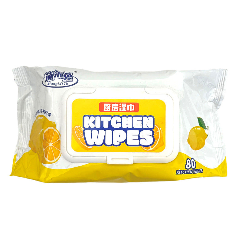 Kitchen Wet Wipes to Remove Oil Stains Thick Household Cleaning Wet Wipes Chimney Hood Oil Wipe Disposable Rag (80 Pcs)