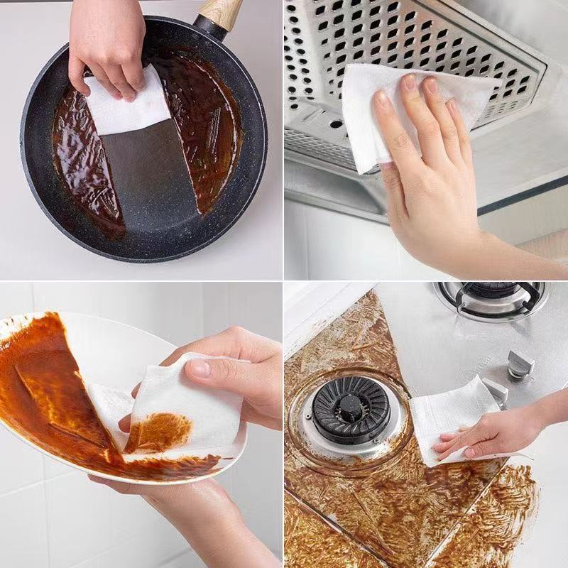 Kitchen Wet Wipes to Remove Oil Stains Thick Household Cleaning Wet Wipes Chimney Hood Oil Wipe Disposable Rag (80 Pcs)