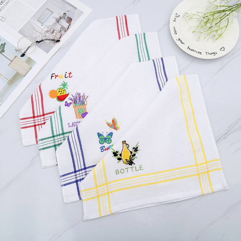 Polyester Cotton Embroidery  Dishwashing Cleaning Dusting Towel