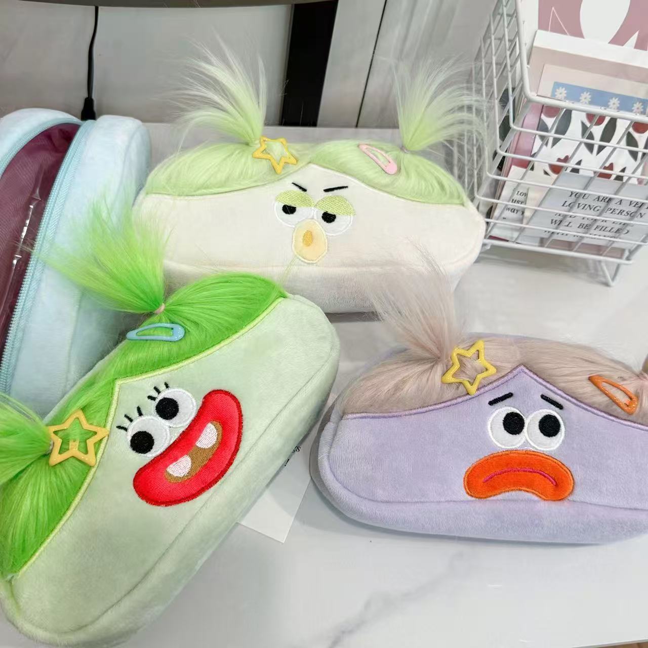 Funny Hairy Girl Pencil Case- With Accessories (Random Color)