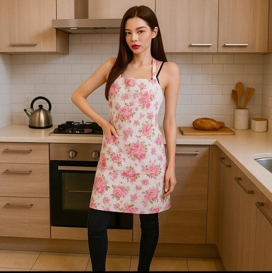 Pink Flowers Apron