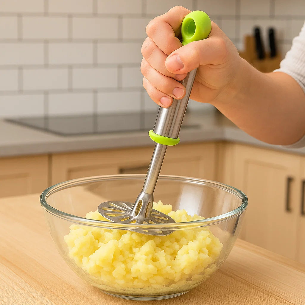 Anjani Stainless Steel Potato Vegetable Pav Bhaji Masher, Multicolour