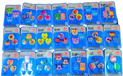 3 Pcs Random prints, Cute Self Adhesive Sticky Hooks