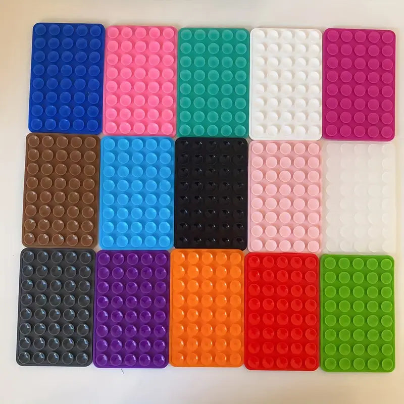 Double sided Silicone 24 Capsules Suction Cup Holder - Multifunctional Anti-Slip Adhesive Phone Holder Pad Powerful Grip for iPhone and Android (Random Color)