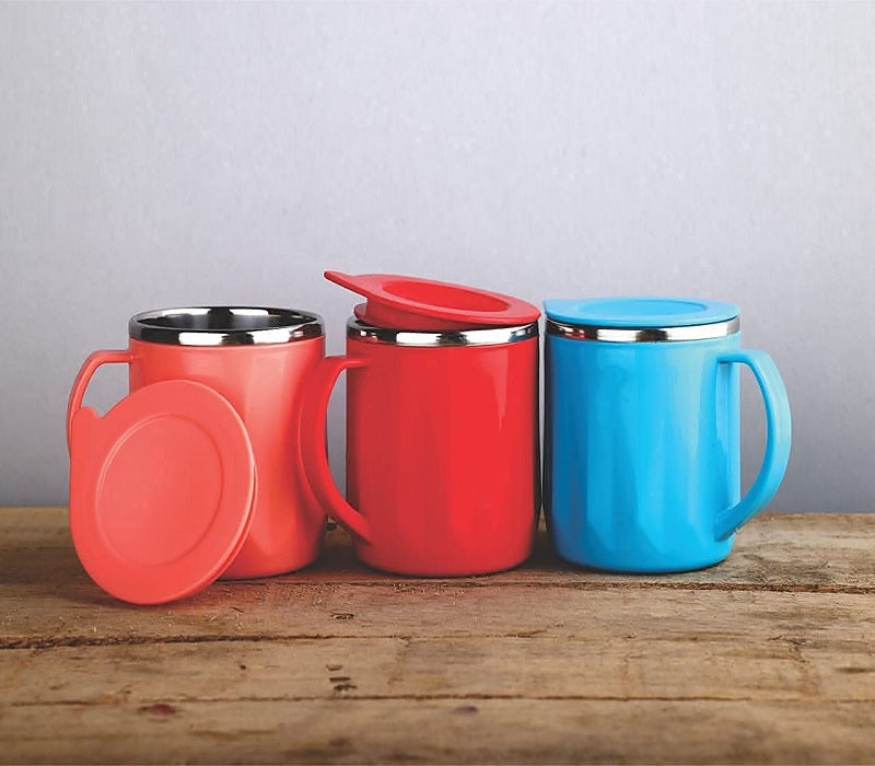 Double Wall Insulated Stainless Steel Tea & Coffee Mug With Lid for Home Office Restaurant Use Gift