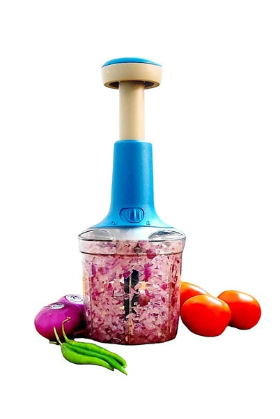 Anjani 1000ml Super Fast Vegetable Chopper (Heavy Quality), Manual Hand Press Chopper With Super Sharp Blades for Fine Chopping Vegetables