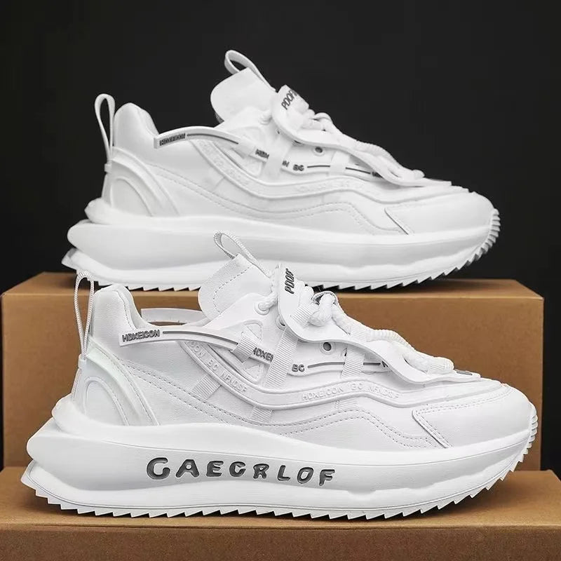 Designer Chunky Sneaker Men Cover Bottom Board Shoe Fashion Leather Breathable Increased Internal Platform Casual Running Shoes