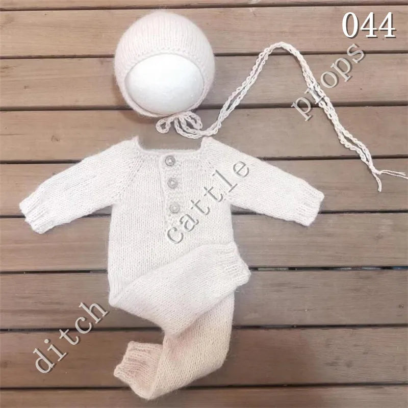 Newborn Photography Props Mink Wool  Plush Yarn Pants +Bear Clothing Accessories