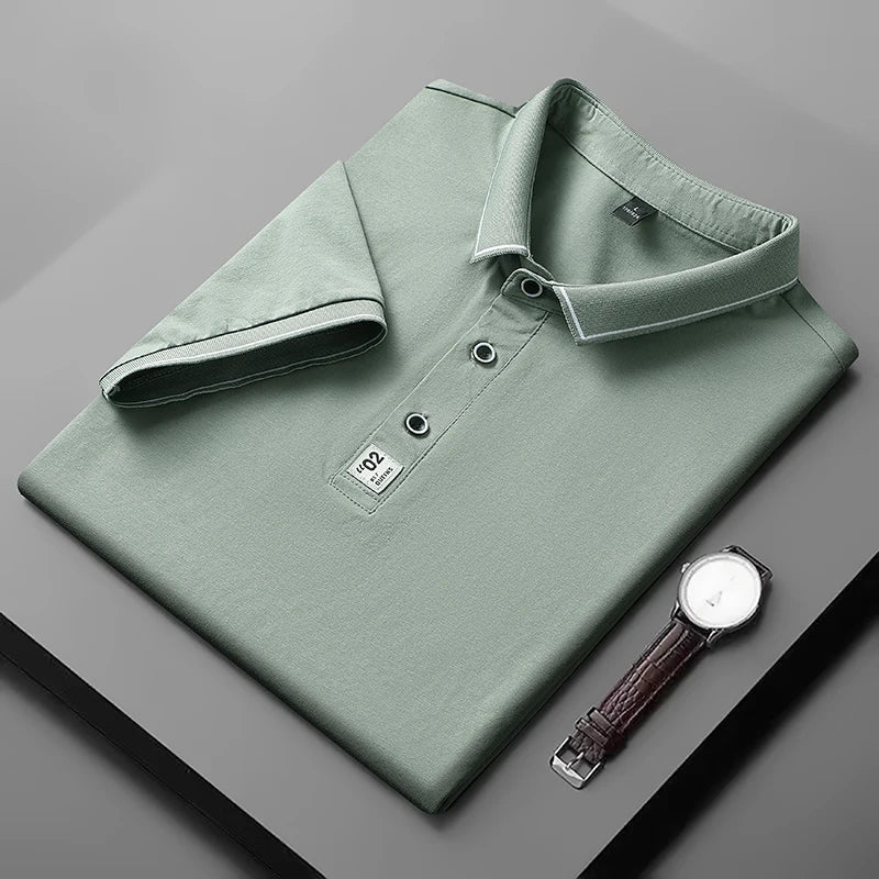2022 New Men Cotton Polo Shirts Casual Breathable Sweat Absorbent Business Polo Shirts Short Sleeves Fashion Slim Lapel T Shirts