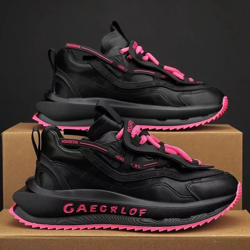 Designer Chunky Sneaker Men Cover Bottom Board Shoe Fashion Leather Breathable Increased Internal Platform Casual Running Shoes