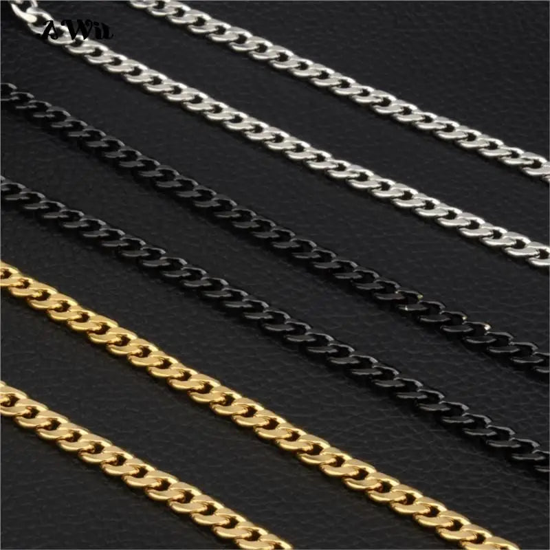 AWit Long Stainless Steel Chain Necklace Hip Hop for Women Men on The Neck Fashion Jewelry Accessories Choker Valentine's Day