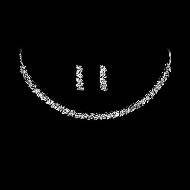 Choker Jewelry Sets HADIYANA Classical Simple Women Wedding Bride Necklace Earrings And Bracelet Set CN415 Jewelry Gift