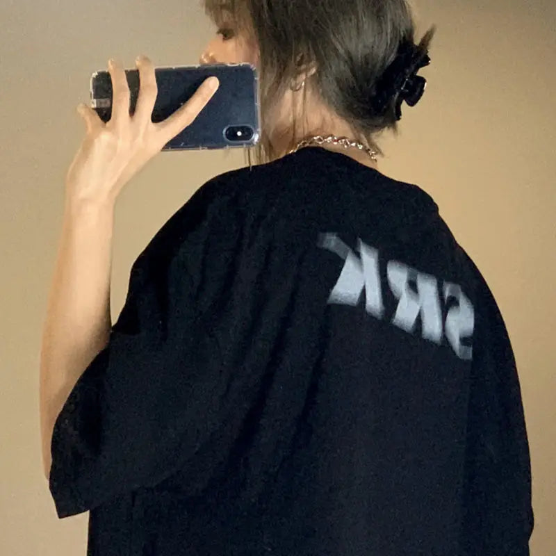 Goth Women's T-shirt short-sleeved tshirt summer Harajuku grunge print aesthetic top punk streetwear female shirt clothes gothic