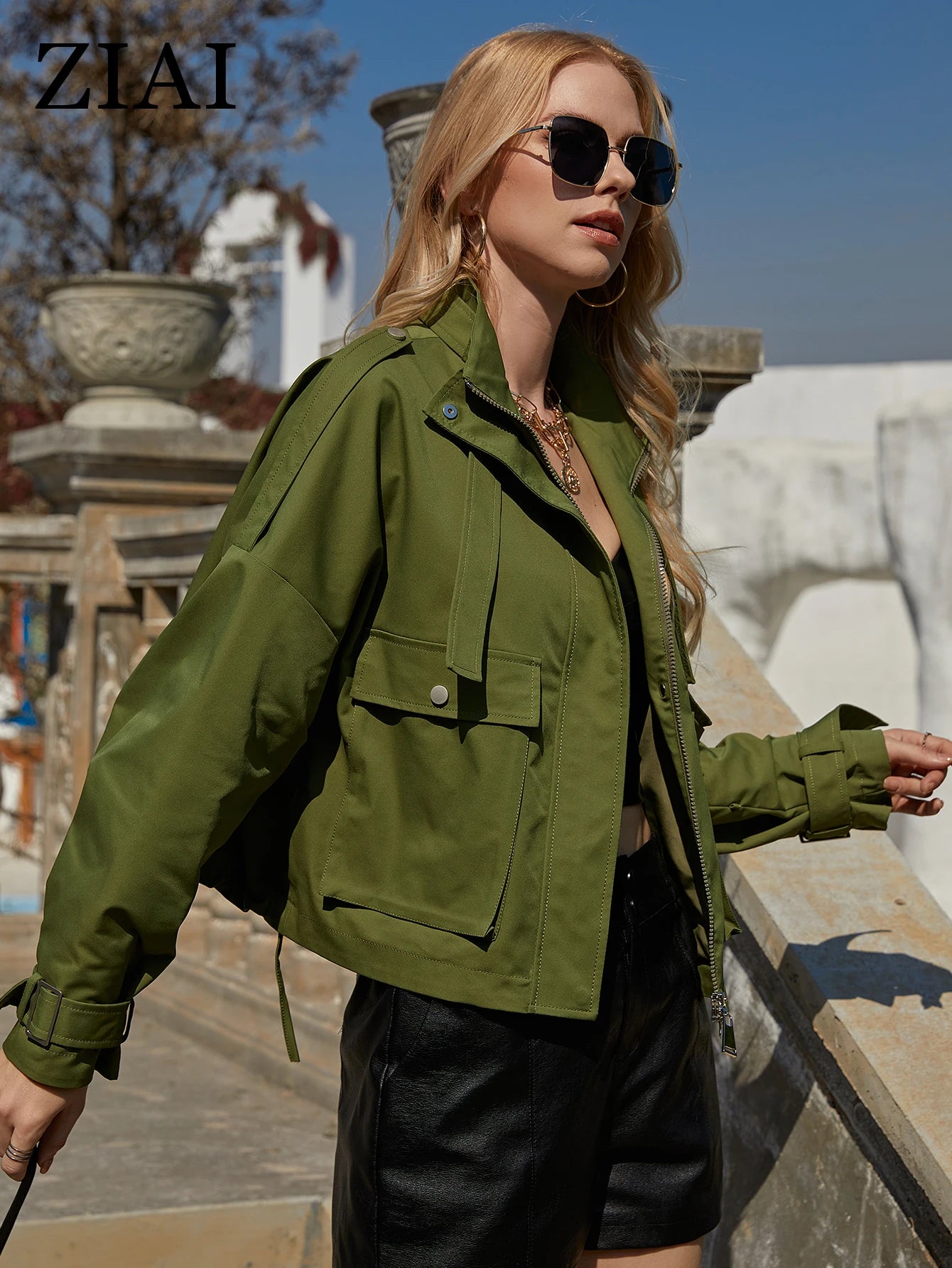 ZIAI 2022 Spring Women's jacket Short Fashion Motorcycle Female Outwear Loose Autumn trench coat women windbreaker ZS-DS46