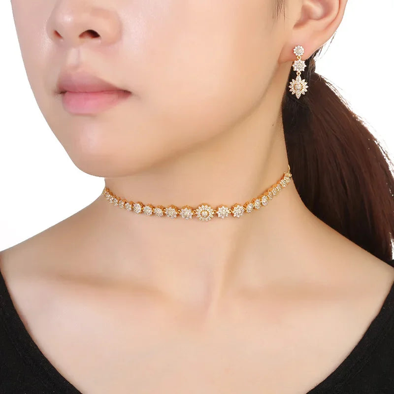 Hadiyana Fashion Bridal Wedding Jewelry Set Of Four Necklace Earrings Ring Bracelet Set Micro Inlaid Zircon Jewelry Sets TZ8079