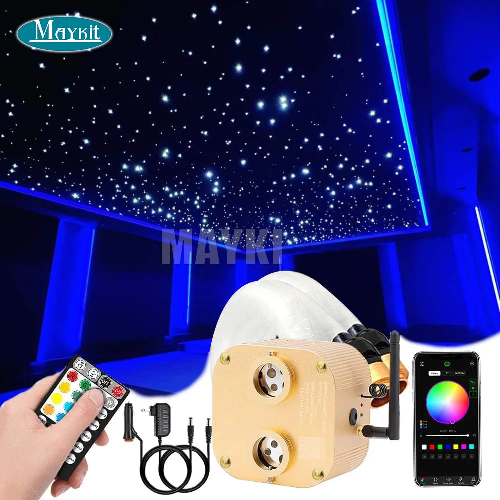 15-20sqm 600pcs Mixed Strands APP 20w Rgbw Twinkle Fiber Optic Ceiling Light Kits