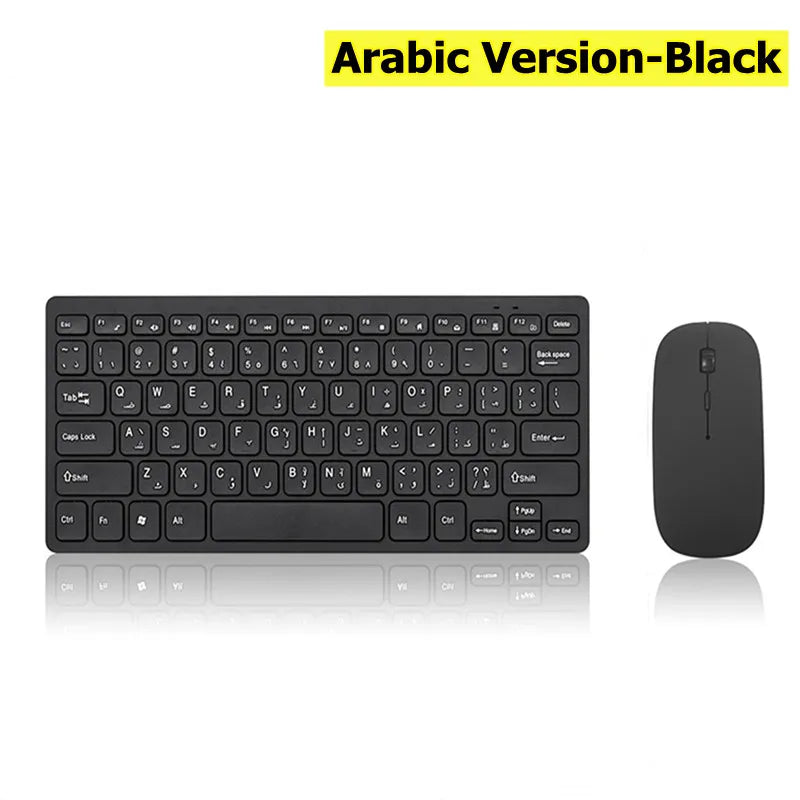 2.4G Wireless Keyboard Mouse Kits Russian French Arabic Korean Multi-media Combo For Windows 7 10 Android Ipad Laptop PC TV Box