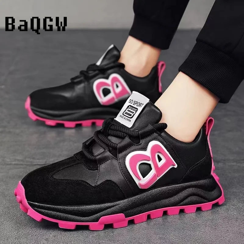 Designer Chunky Sneaker Men Cover Bottom Board Shoe Fashion Leather Breathable Increased Internal Platform Casual Running Shoes