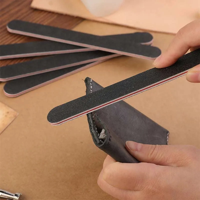 10Pcs Leather Edge Polishing Strips Set Double Side Grinding Sandpaper For Leather Finishing Edge Grinding Bar DIY Sanding Tool