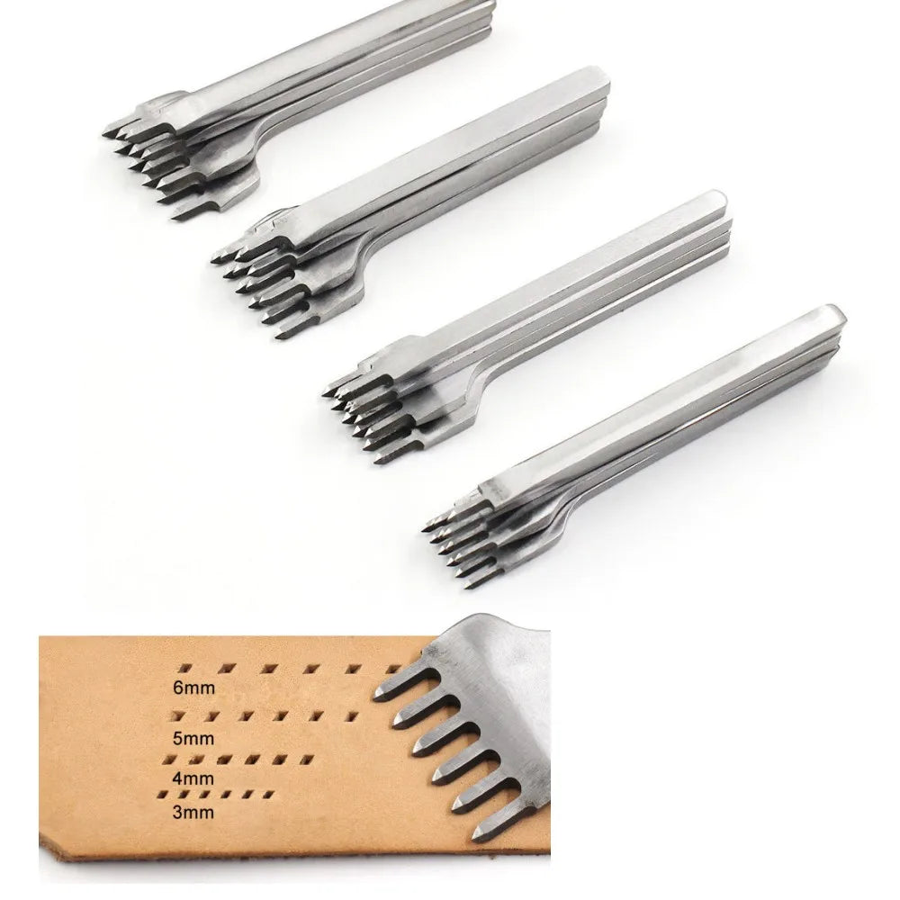 4Pcs/ set Leather Craft Tool Set Stainless Steel Hole Chisel Graving Stitching Punch Tools Kit 4 size for choose