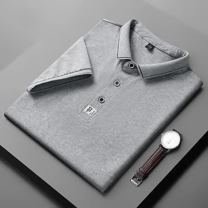 2022 New Men Cotton Polo Shirts Casual Breathable Sweat Absorbent Business Polo Shirts Short Sleeves Fashion Slim Lapel T Shirts