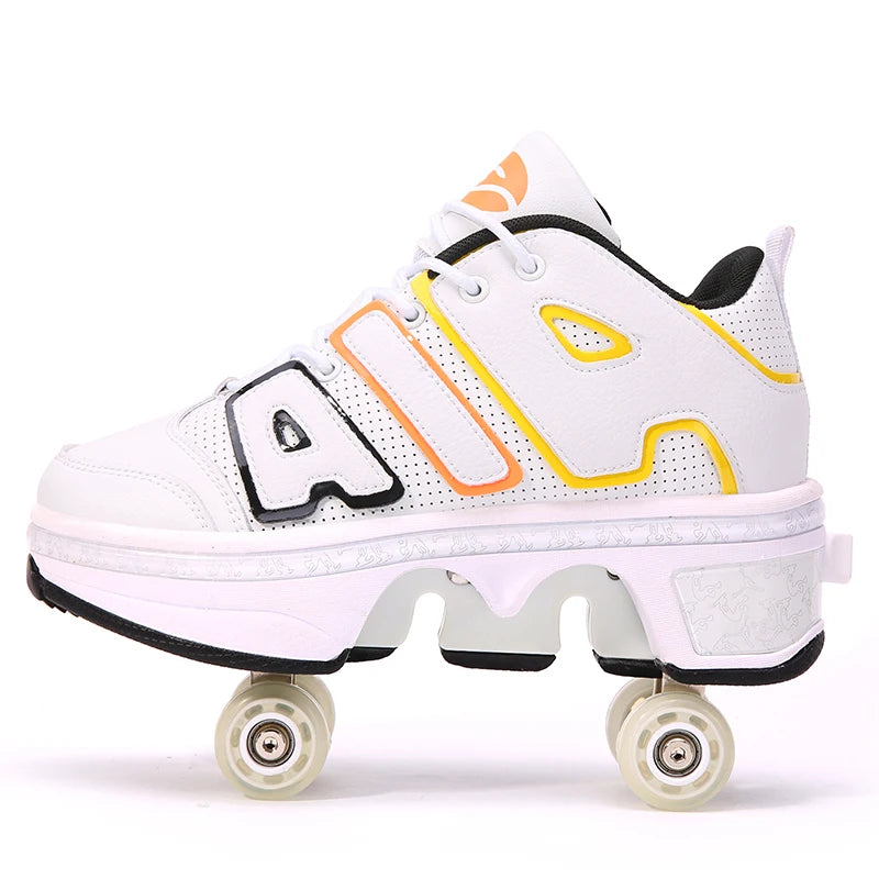 New Deformation Roller Skate Shoes for Kids Parkour Roller Shoes With4 Wheels Double-Row Roller Skates Ice skate Casual Sneakers