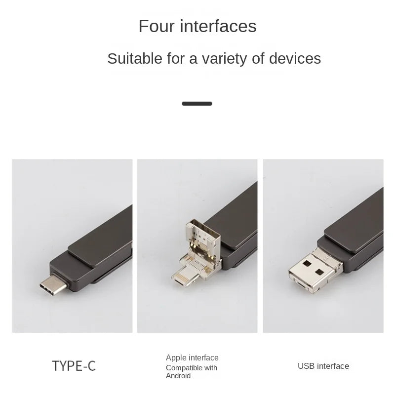 Métal 360 Degrés Rotation Lecteur Flash Logo Personnalisé Haute Vitesse USB3.1 /iPhone/Android/Type-c 4 Interface D'ordinateur de Téléphone Portable