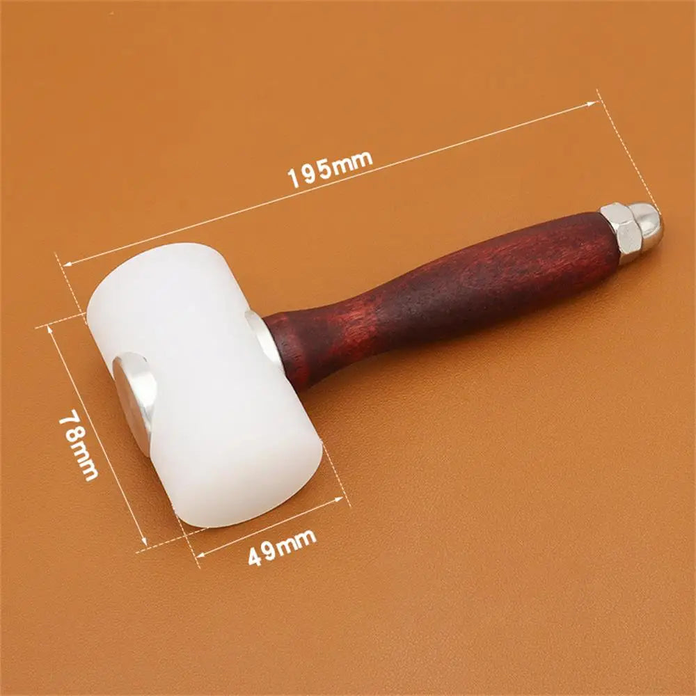 Nylon Hammer Mallet Wood Handle Leathercraft Punch ToolCowhide Punch Cutting Sewing Leather Carving Craft Hammer Tool