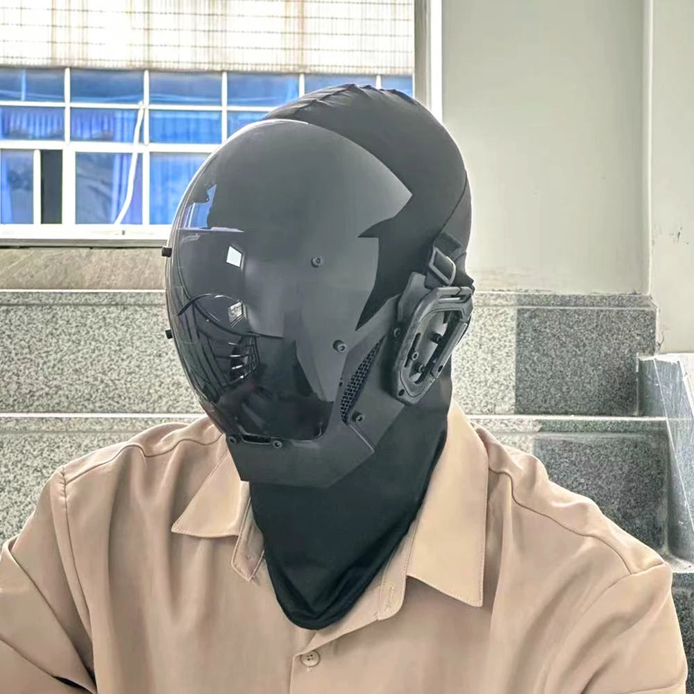 Punk Mask Helmet Cosplay for Motorcycle Men and Women, Halloween Party Mask Techwear, Full-Face Mask Costume Accessory