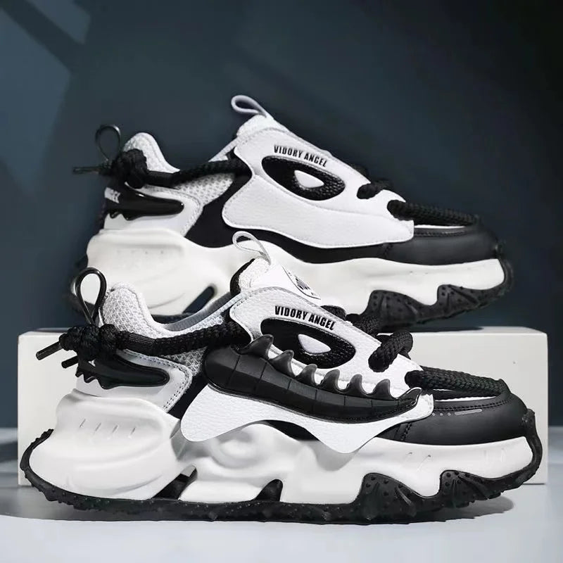 Sapato casual de fundo grosso masculino, tênis de caminhada esportiva, mocassins, marca designer, nova moda