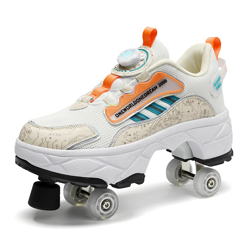 New Double-Row Four-Wheel Roller Skating Shoes Dual-Use Roller Shoes Men Women Sneakers Sport Dog walking training running shoes