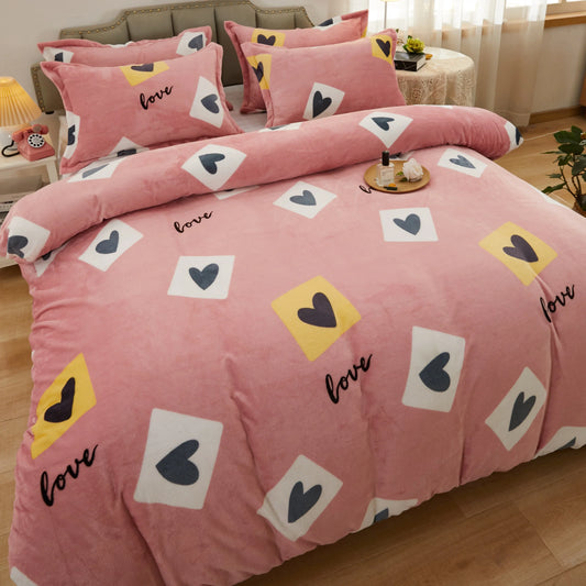 Winter Duvet Cover Thick Fleece Warm Flannel Coral  Double Sided Velvet Bedding  Single Double Queen King Size Quilt Cover