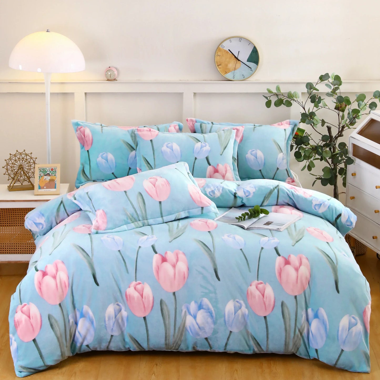 Winter Duvet Cover Thick Fleece Warm Flannel Coral  Double Sided Velvet Bedding  Single Double Queen King Size Quilt Cover
