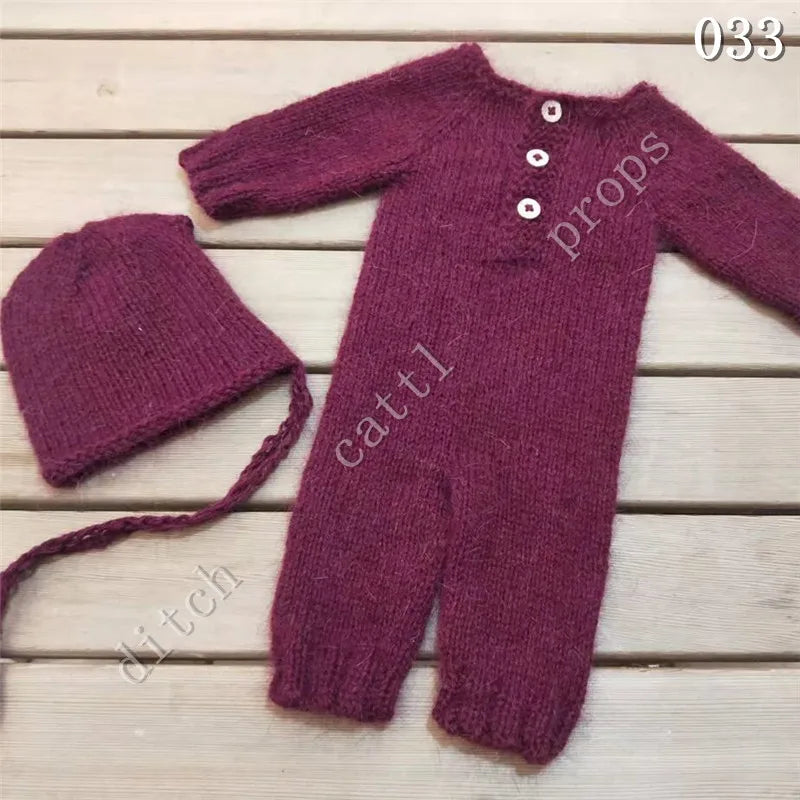 Newborn Photography Props Mink Wool  Plush Yarn Pants +Bear Clothing Accessories