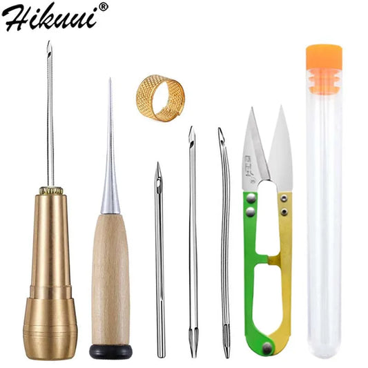 Copper Handle Sewing Awl Speedy Stitcher Shoe Binding Tool Kit For Clothes Fabric Repairing Leather Craft Awl Punch Hole Tool