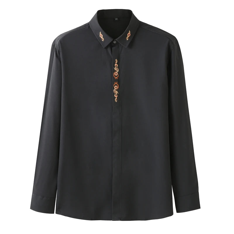 10xl 8xl 7xl bordado camisa dos homens 2022 novo outono de alta qualidade solto grandes dimensões camisas dos homens manga longa casual chemise homme