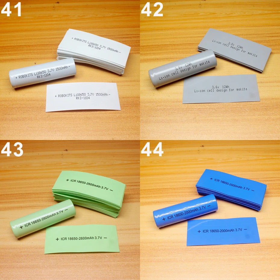 100 pçs/lote 18650 bateria PVC manga termo retrátil bateria de lítio embalagem isolamento pele exterior filme retrátil