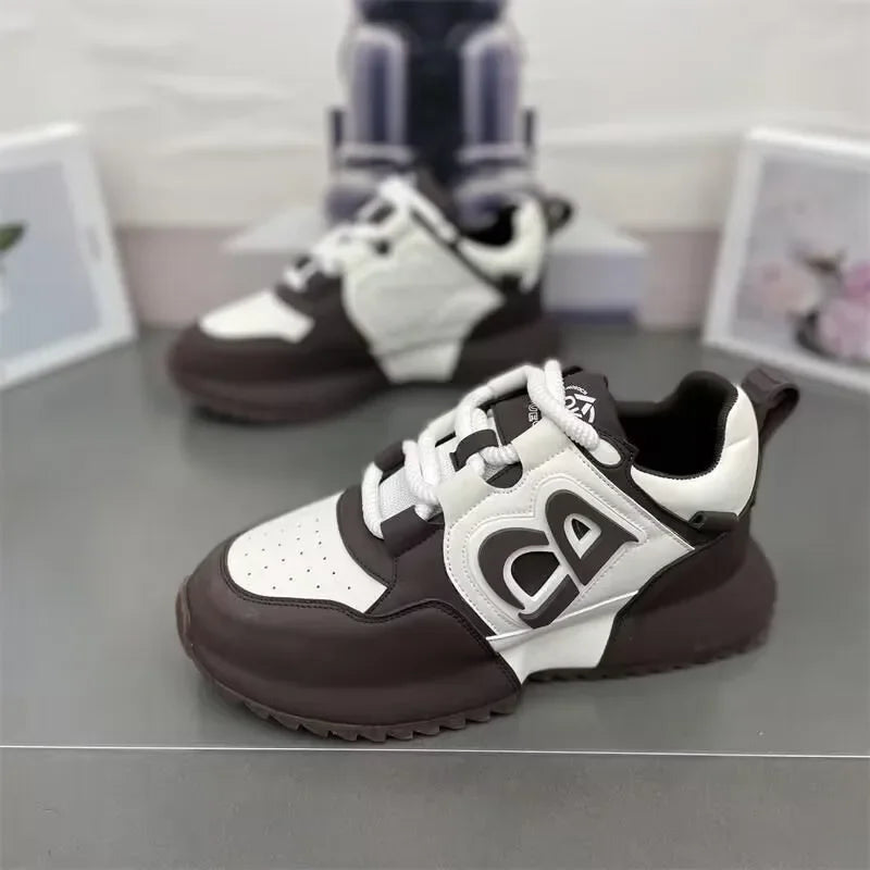 Designer Chunky Sneaker Men Cover Bottom Board Shoe Fashion Leather Breathable Increased Internal Platform Casual Running Shoes