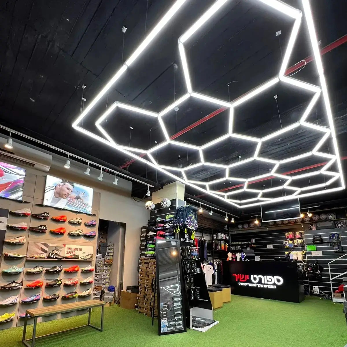 3-Year Warranty Honeycomb LED Car Detailing Ceiling Light with Border Hexagon Led Light for Auto Car Body Repair Workshop Gym