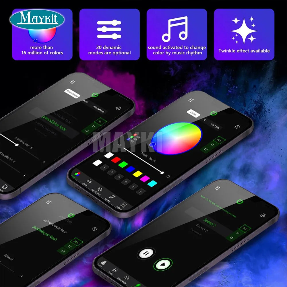 15-20sqm 600pcs Mixed Strands APP 20w Rgbw Twinkle Fiber Optic Ceiling Light Kits