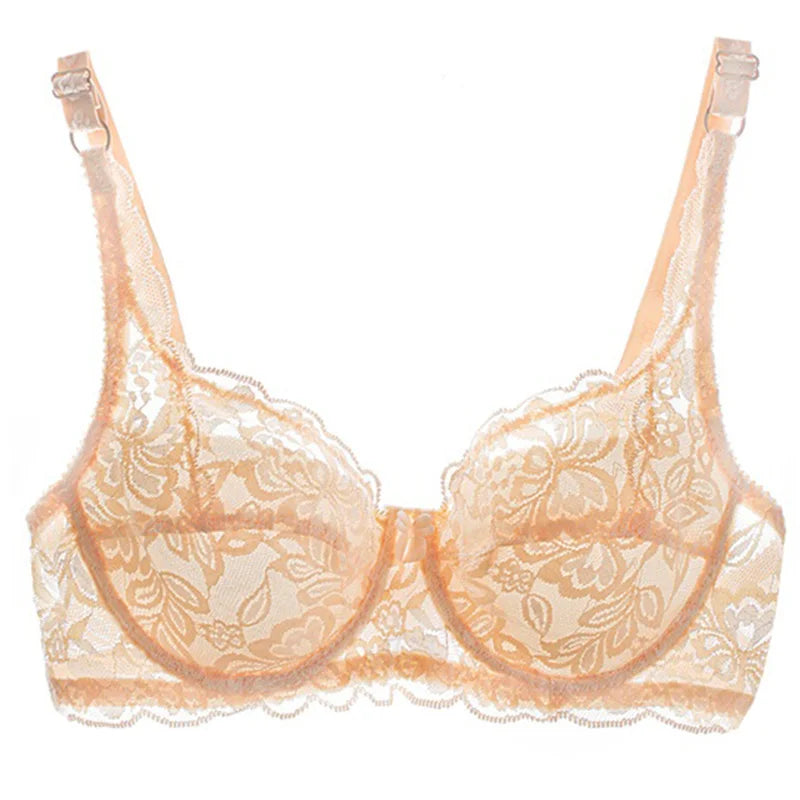 Sutiã sexy de renda para mulheres, roupa interior transparente, sutiãs push up, lingerie bh, íntimas, moda