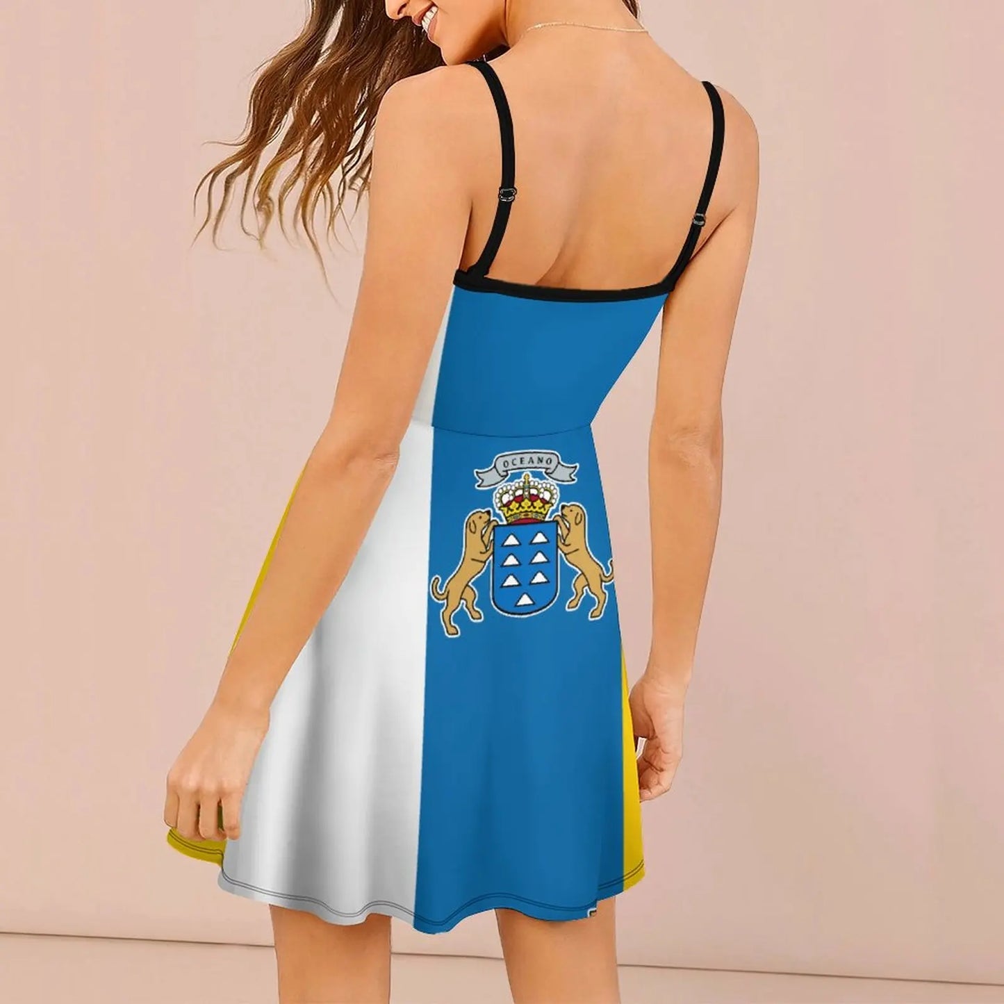 Flag of The Canary Islands Women's Sling Dress Graphic Cool Exotic  Woman's Dress Humor Graphic  Vacations The Dress