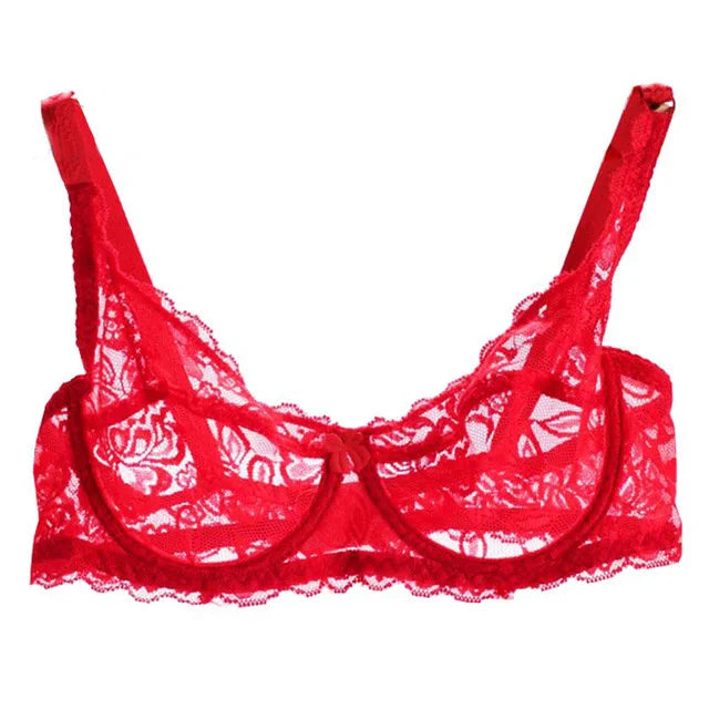 Sutiã sexy de renda para mulheres, roupa interior transparente, sutiãs push up, lingerie bh, íntimas, moda