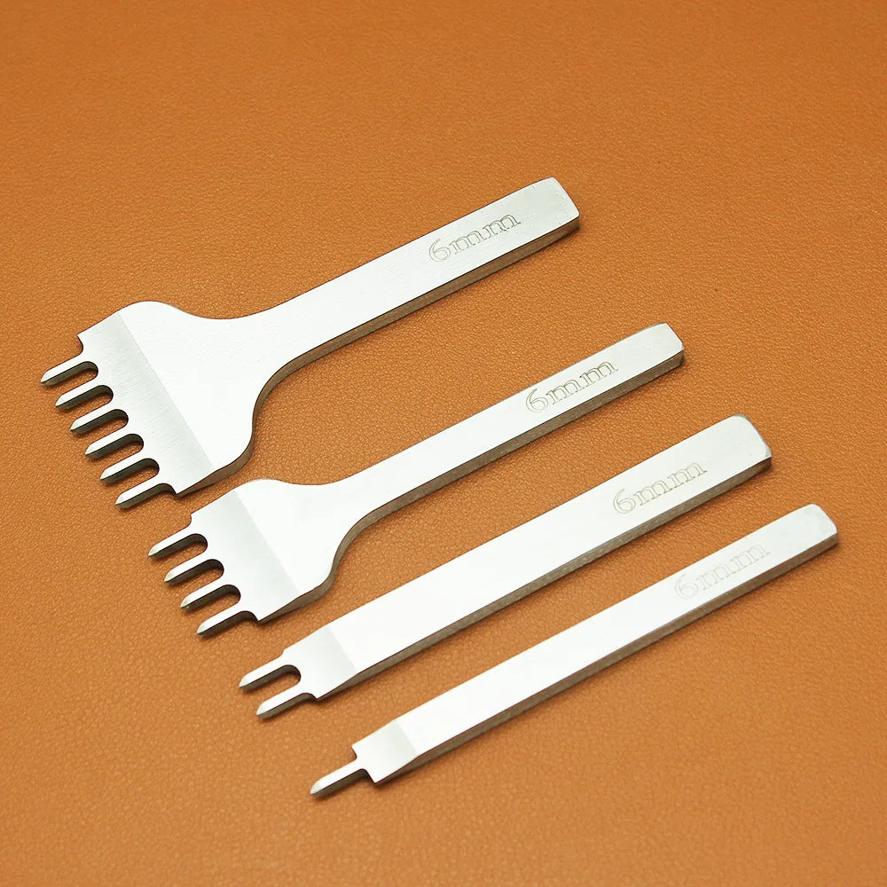 4Pcs/ set Leather Craft Tool Set Stainless Steel Hole Chisel Graving Stitching Punch Tools Kit 4 size for choose
