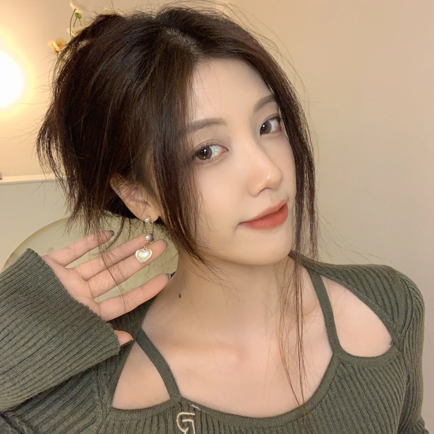 S925 Silver Needle Korean Edition Love Pearl Long Style Tassel Fashion Small Style Simple And High Grade Design Earrings Brinco