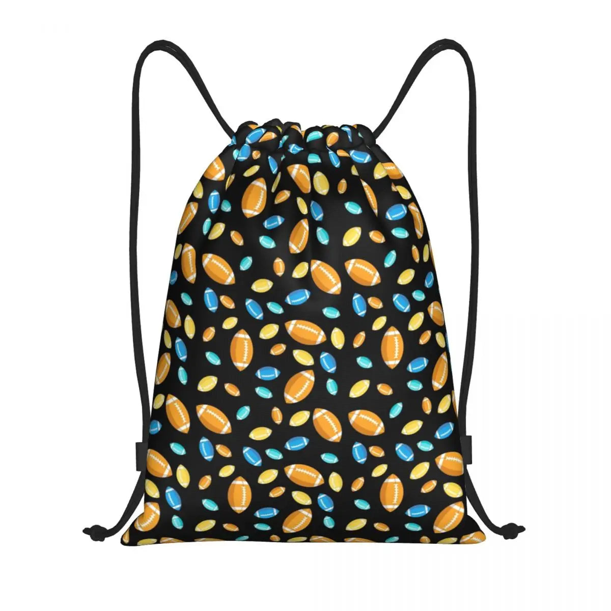 Rugby Stitching Football Drawstring Backpack Women Men Sport Gym Sackpack Portable Shopping Bag Sack