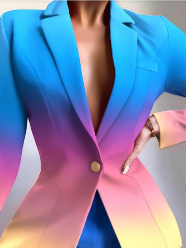 GLCMYAYA Women Fashion Leopard Chain Paisley Blazer Suit and Shorts Streetwear Chic Female Two 2 Piece Set Outfits Winter Autumn